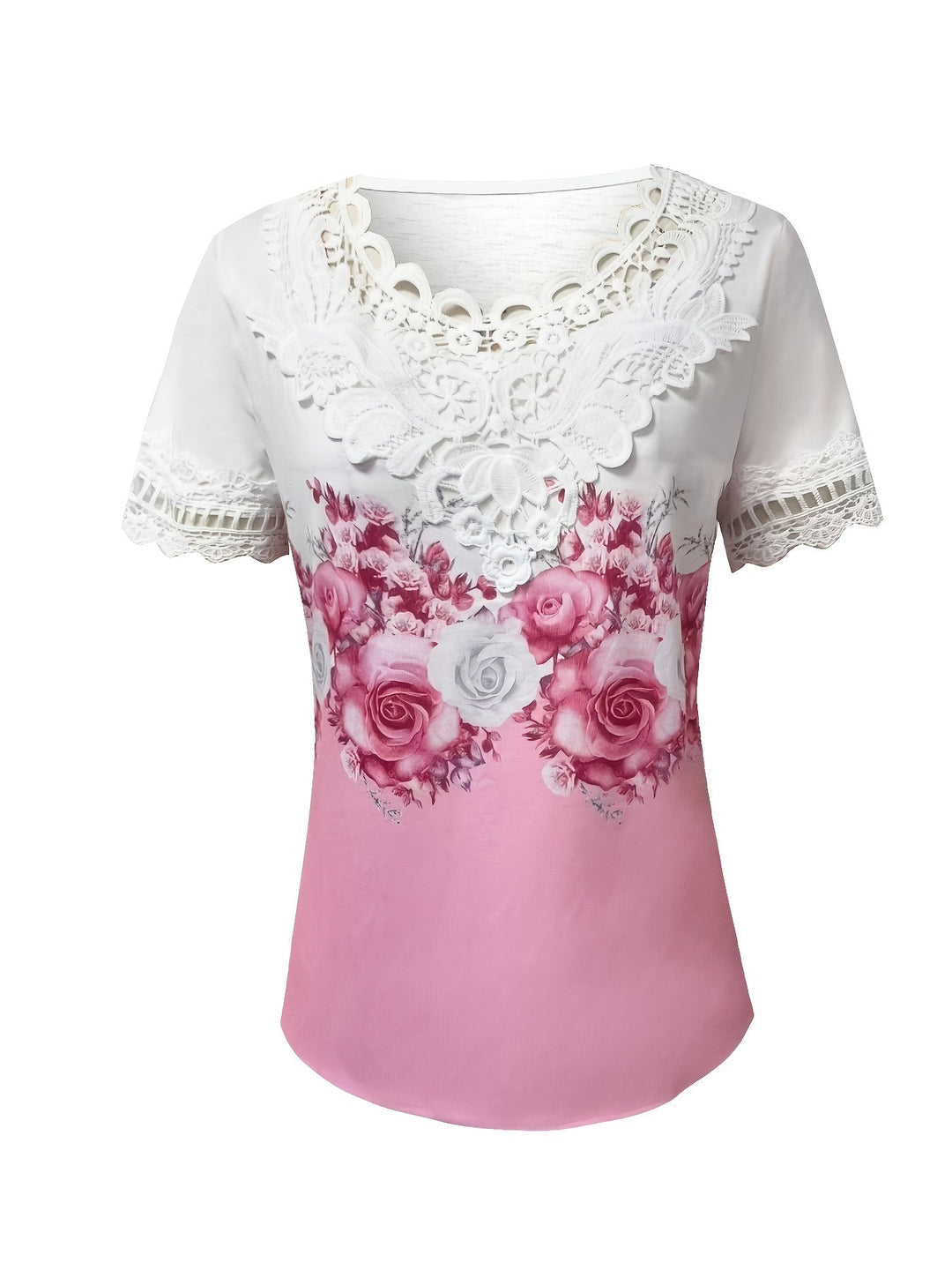 Constance | Lace-Trimmed Floral Top