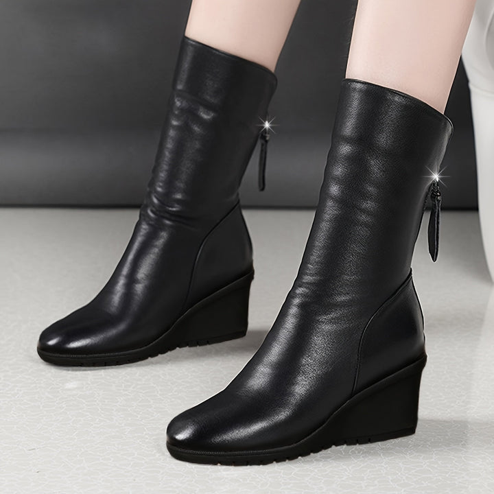 Verity | Sleek Wedge Mid-Calf Boots
