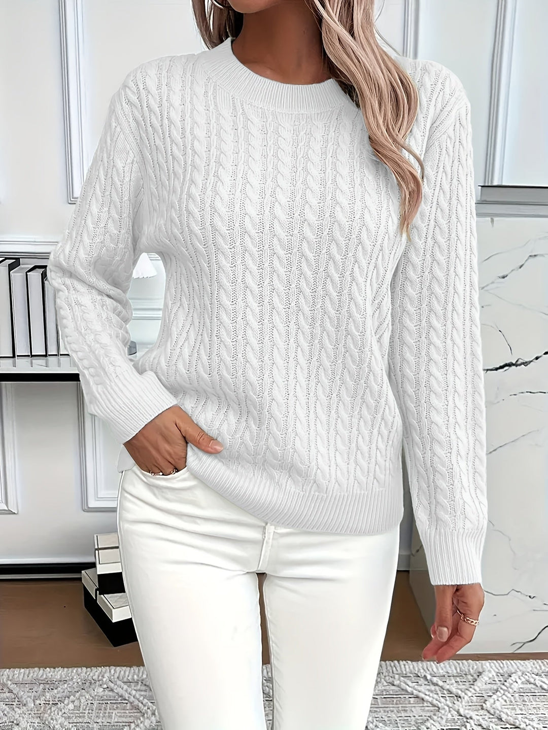 Faye | Cable-Knit Round Neck Jumper