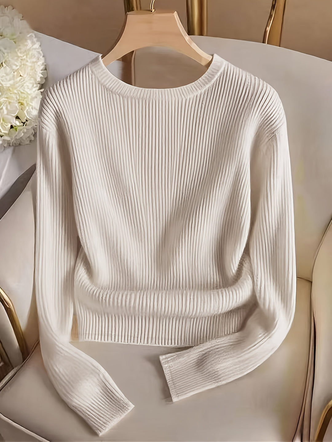 Gretchen | Ribbed Button-Cuff Jumper