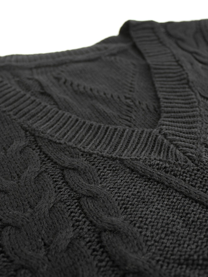 Cora | Cozy Cable-Knit V-Neck Jumper Vest