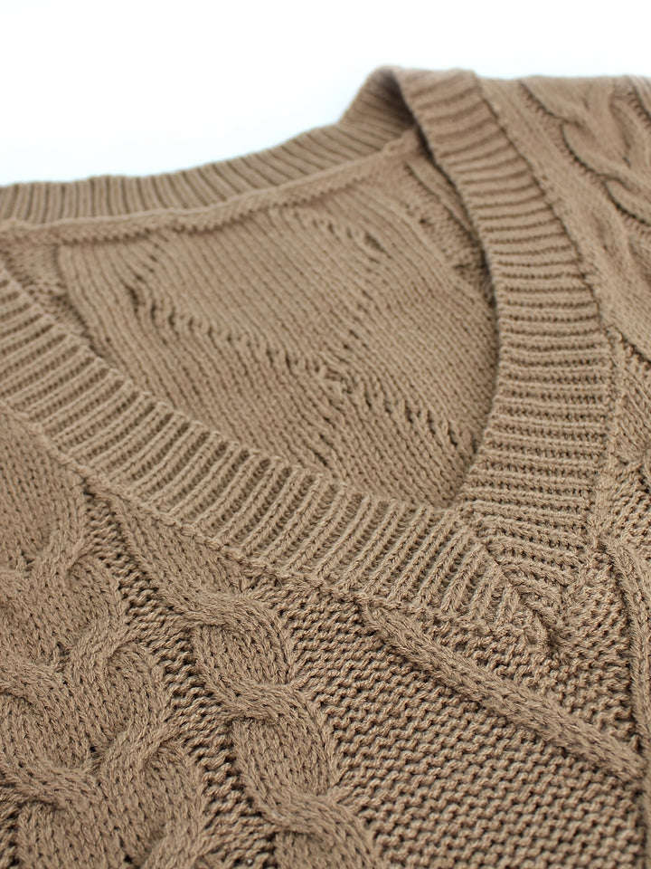 Cora | Cozy Cable-Knit V-Neck Jumper Vest