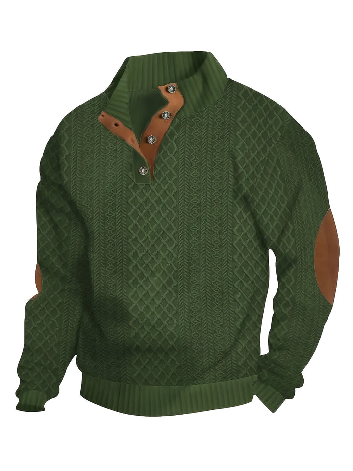Ronan | Stand Collar Button Henley Jumper