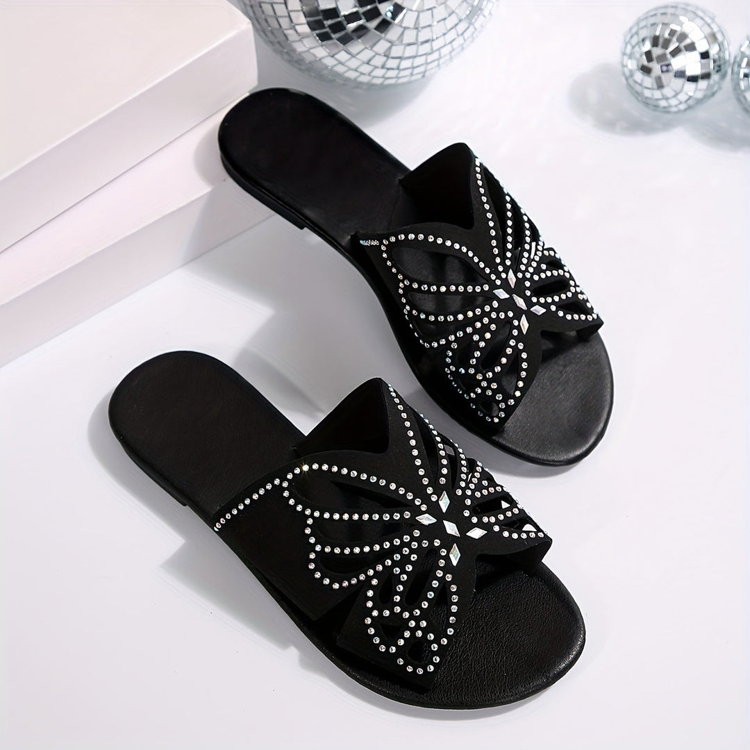Faye | Sparkling Butterfly Slide Sandals
