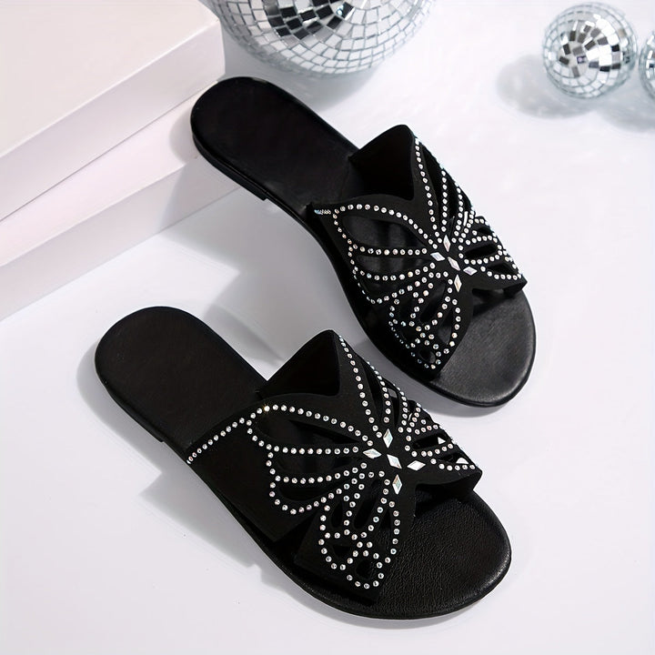 Faye | Sparkling Butterfly Slide Sandals