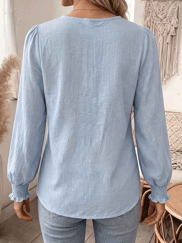 Delia | Embroidered V-Neck Blouse
