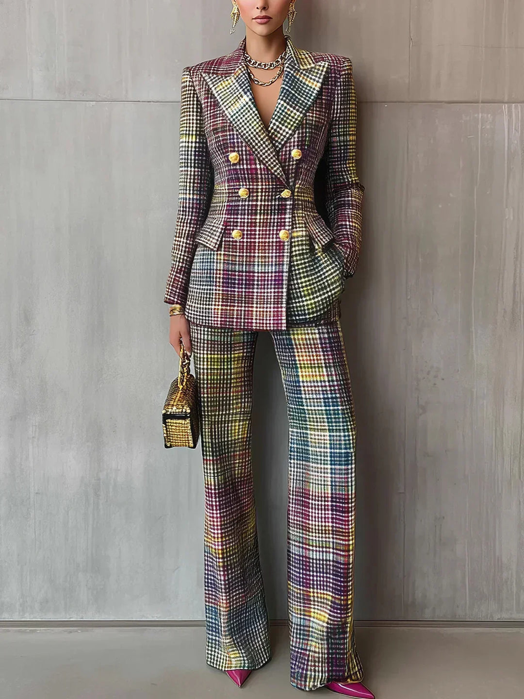 Sophia | Luxe Multicolour V-neck Suit