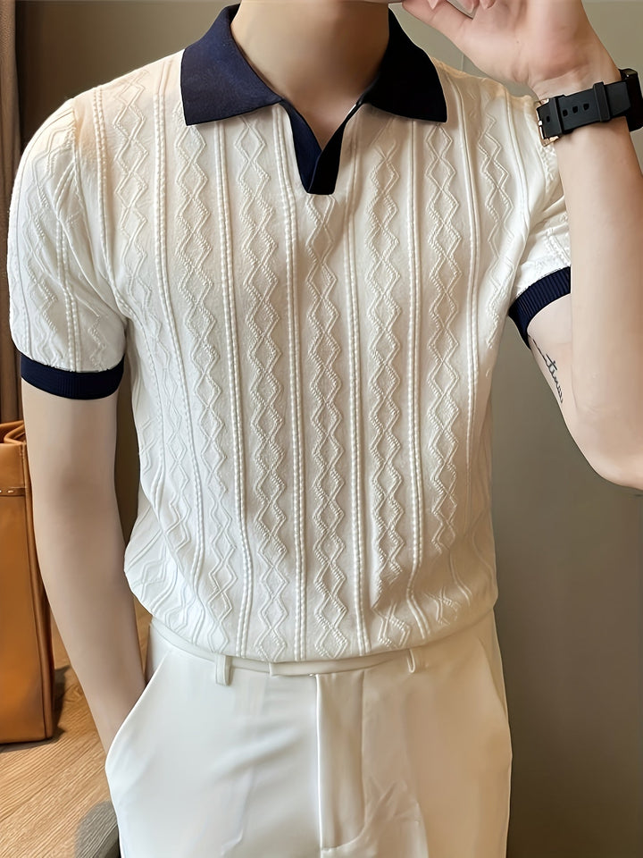 Barrett | Textured Contrast-Collar Polo Shirt