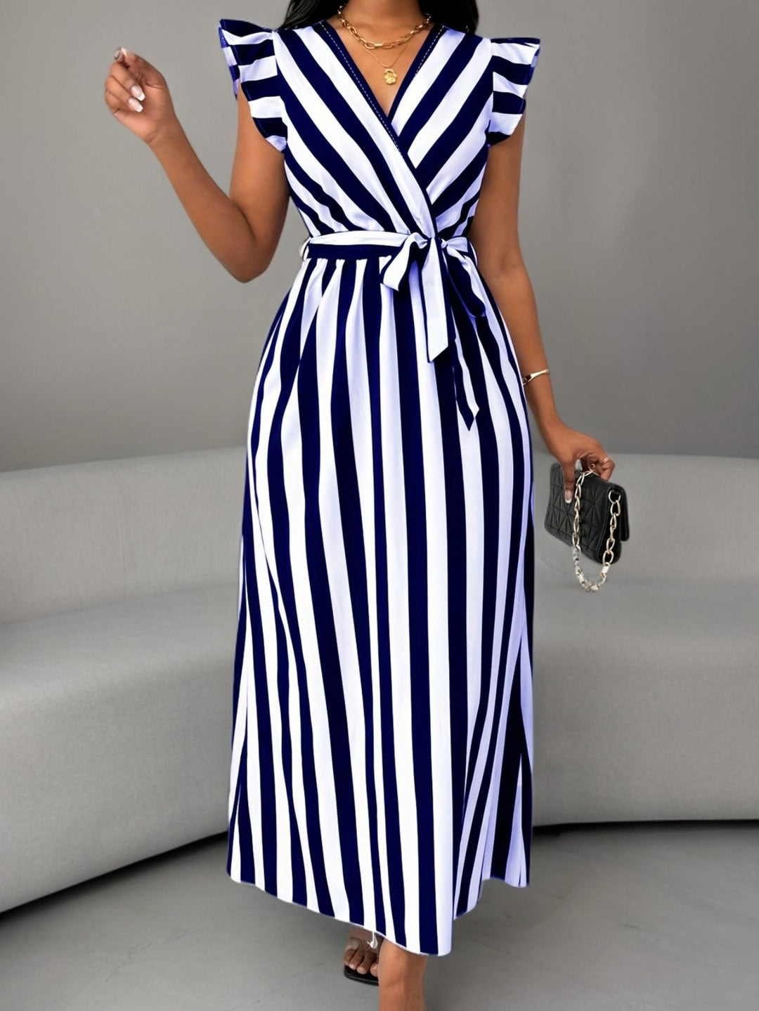 Cordelia | Ruffle-Sleeve Wrap Maxi Dress