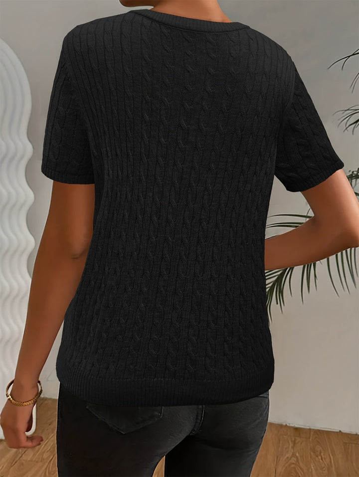 Tabitha | Textured Round Neck Short Sleeve Top