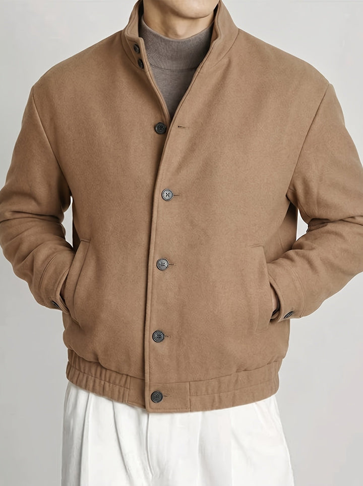 Everett Blake | Refined Button-Front Bomber Jacket