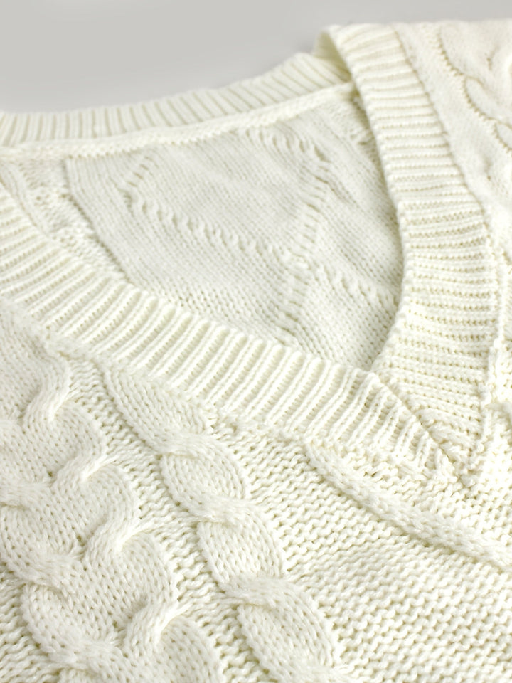 Cora | Cozy Cable-Knit V-Neck Jumper Vest