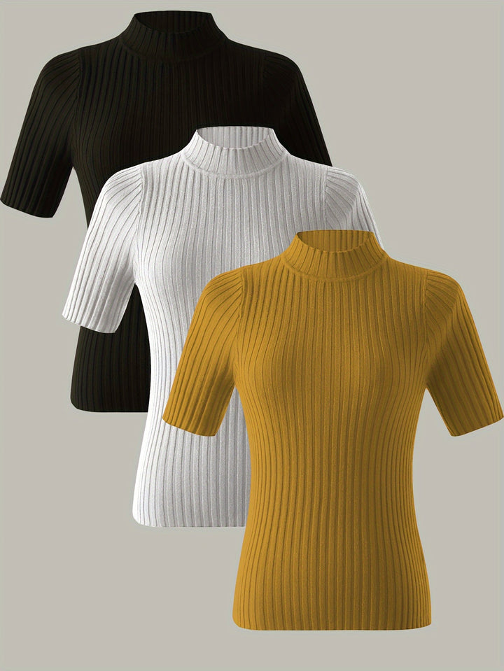 Verity | Ribbed Mock-Neck Top