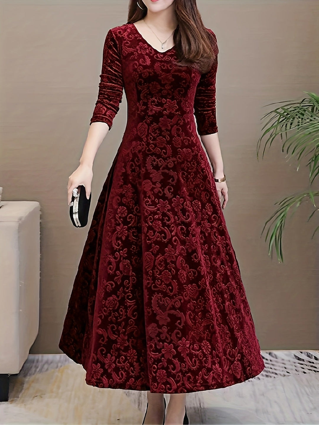Adeline | Elegant Long-Sleeve Midi Dress