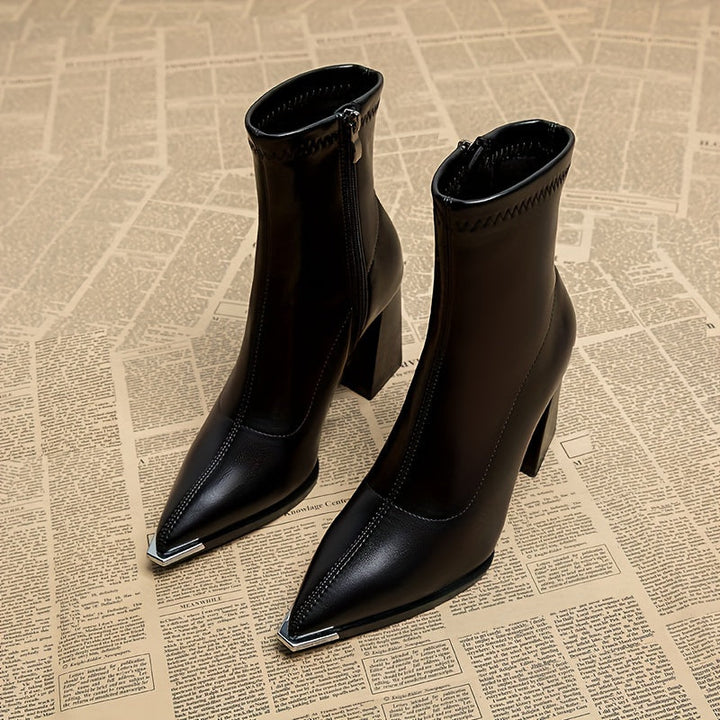 Josephine | Pointed-Toe Chunky Heel Ankle Boots