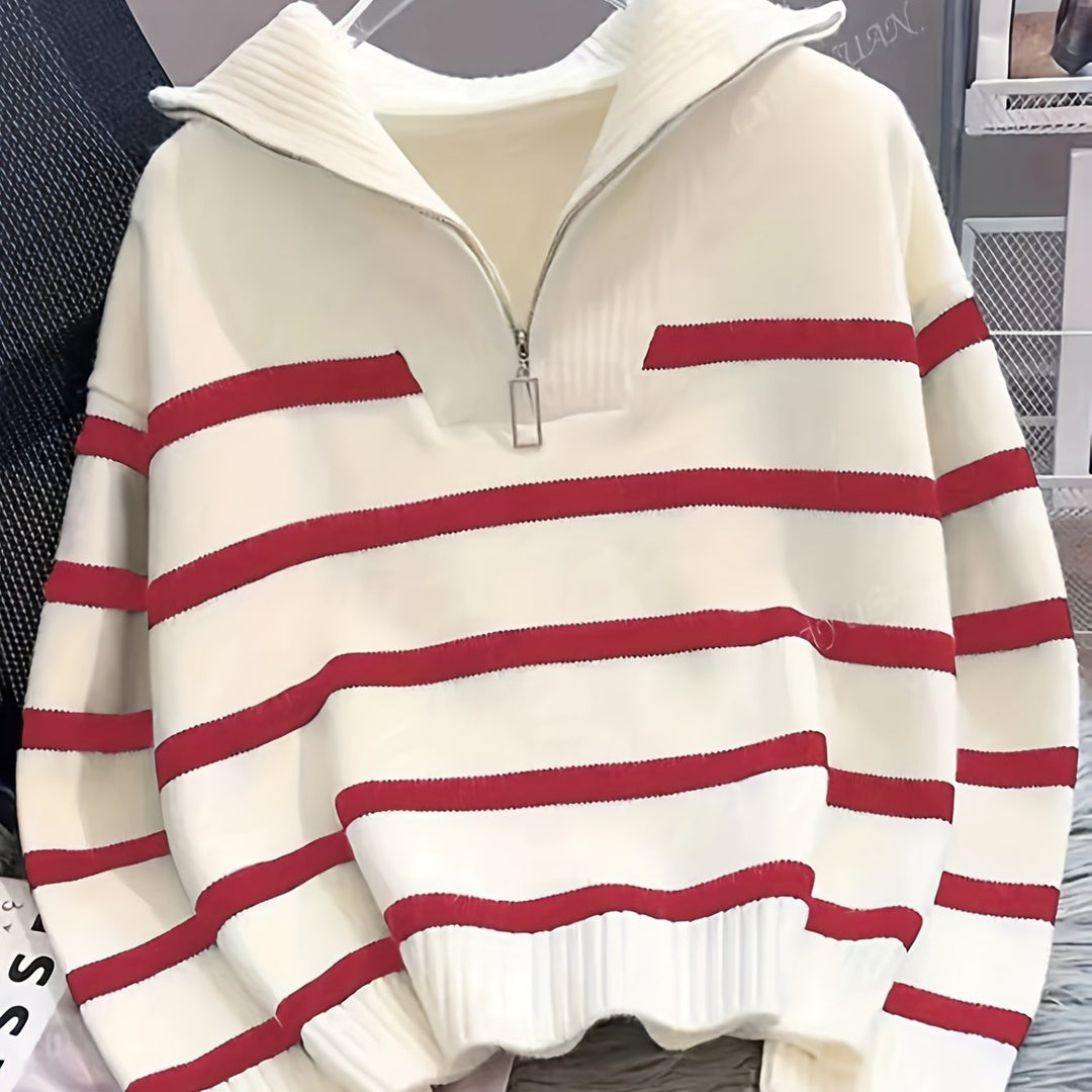 Sabina | Striped Quarter-Zip Jumper