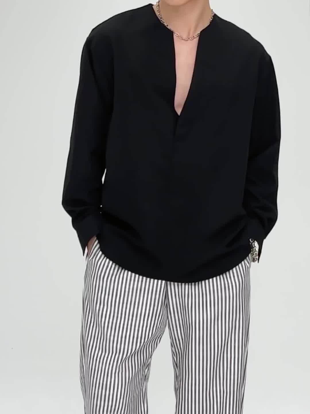 Franklin | Collarless V-Neck Shirt