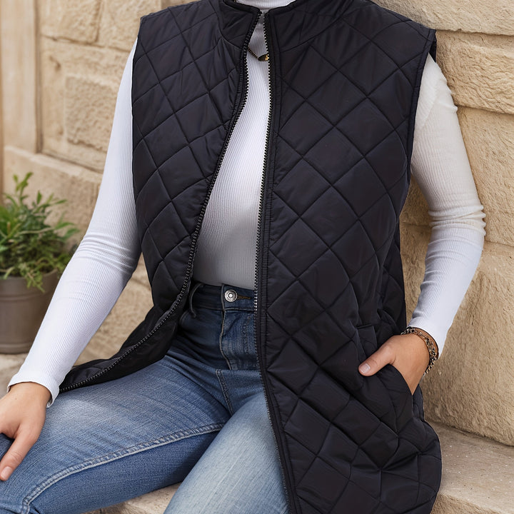 Eileen | Diamond-Quilted Longline Vest