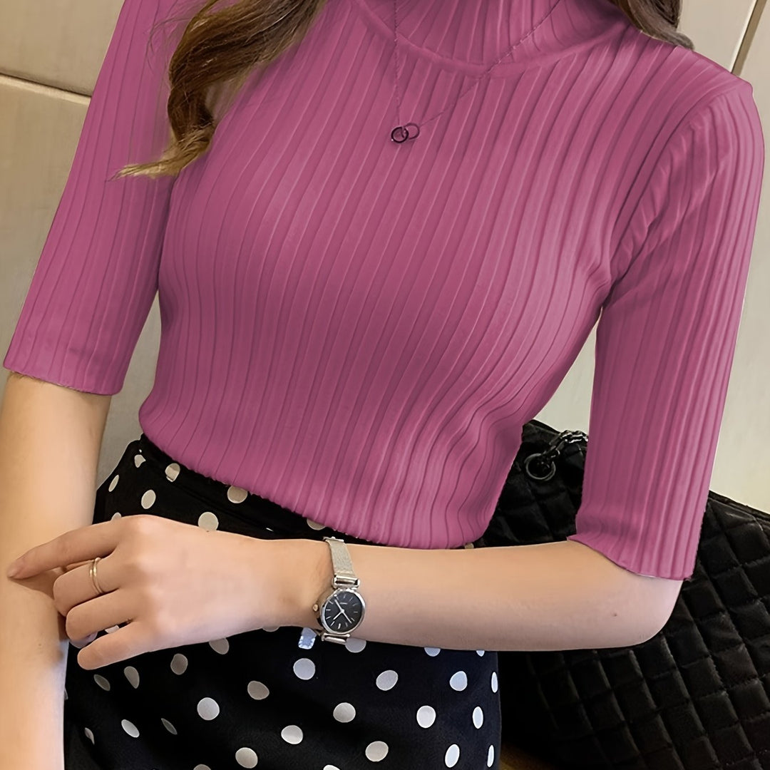 Verity | Ribbed Mock-Neck Top