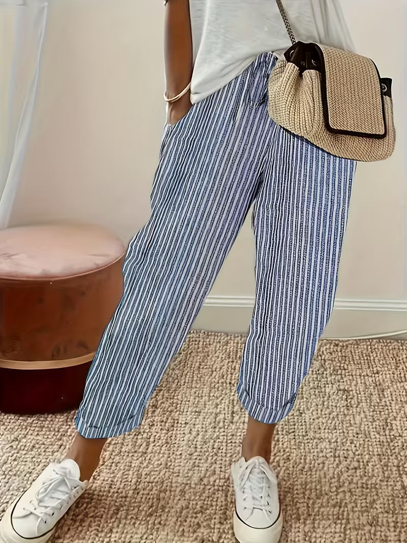 Marley | Striped Wide-Leg Casual Trousers