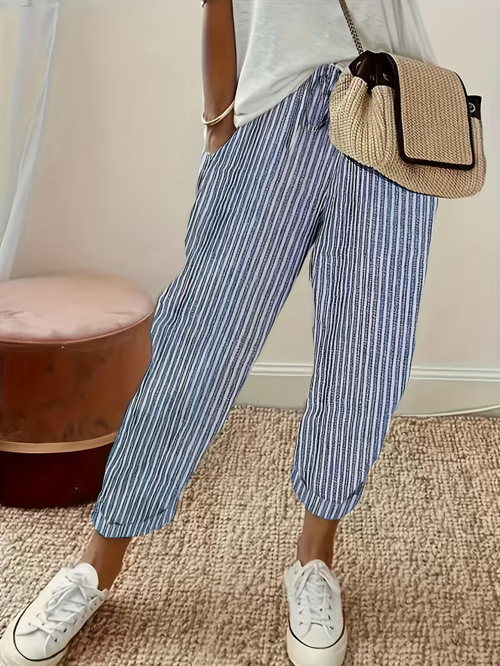 Marley | Striped Wide-Leg Casual Trousers