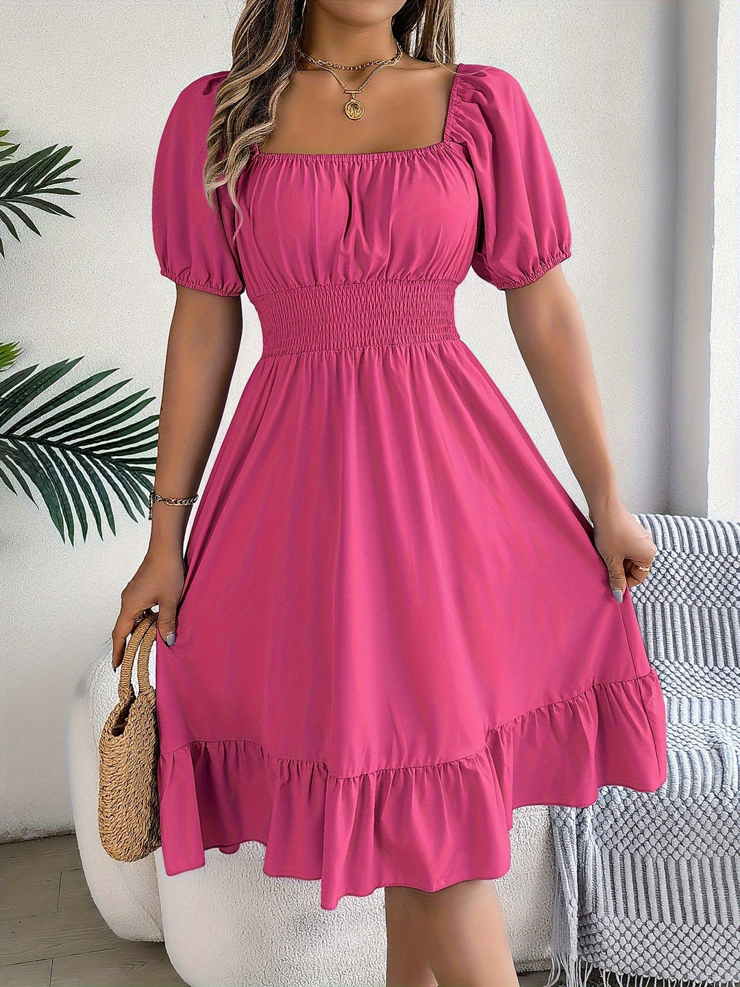 Whitney | Square Neck Ruffled A-Line Dress