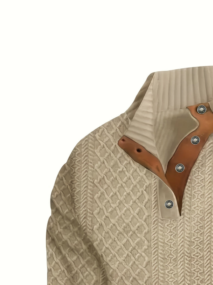Ronan | Stand Collar Button Henley Jumper