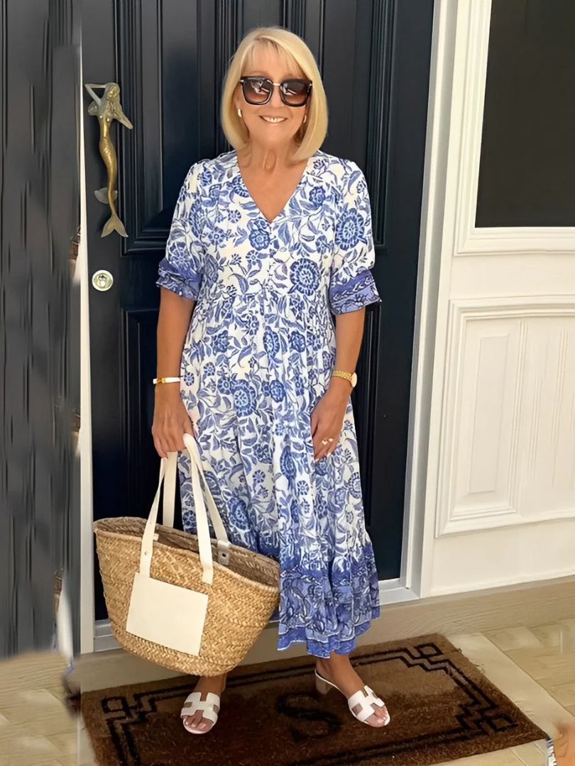 Rosalie | Graceful V-Neck Floral Dress