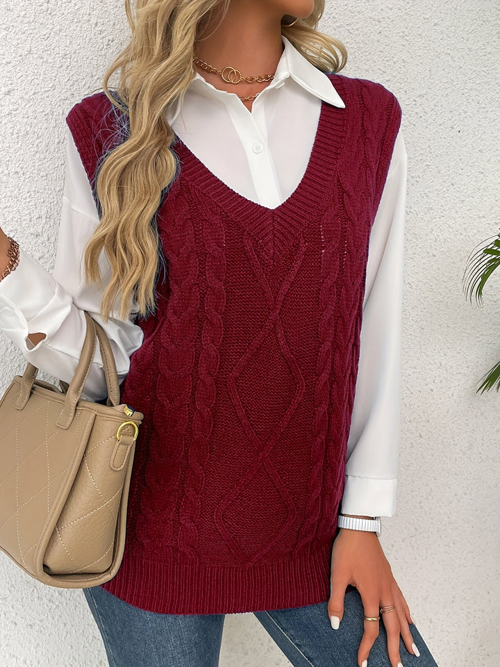 Cora | Cozy Cable-Knit V-Neck Jumper Vest