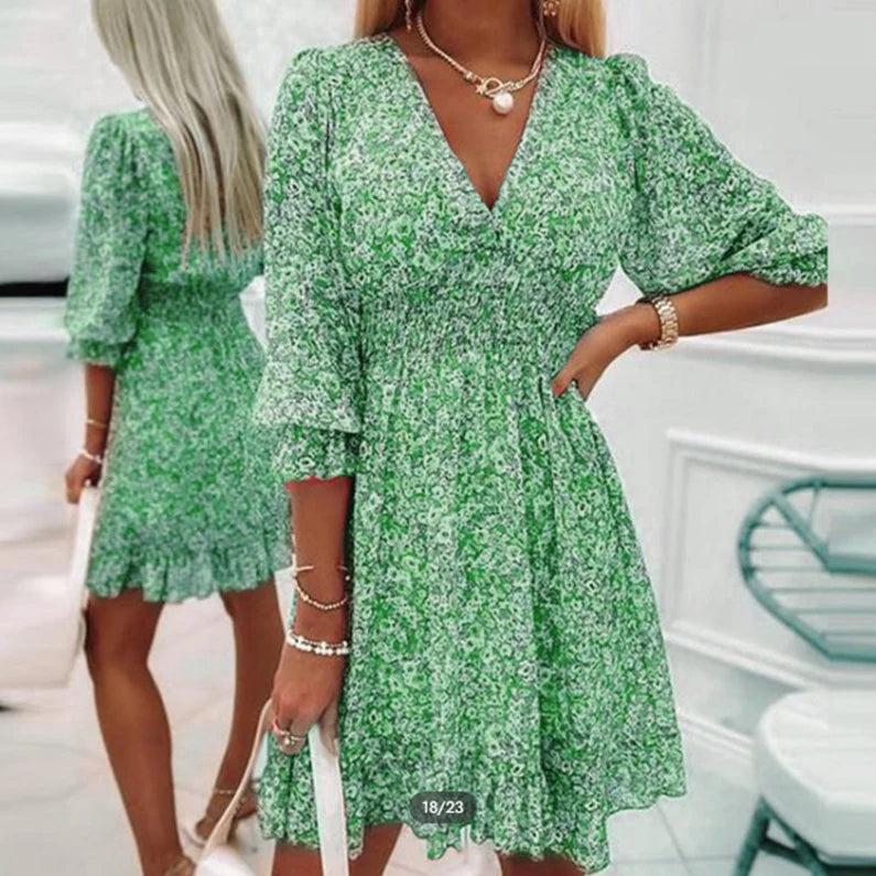 Penelope | Elegant Floral V-Neck Dress