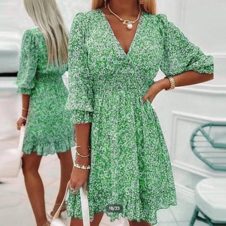 Penelope | Elegant Floral V-Neck Dress