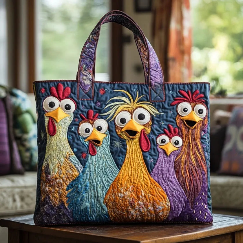 Louise | Multicolour Chicken Art Tote Bag