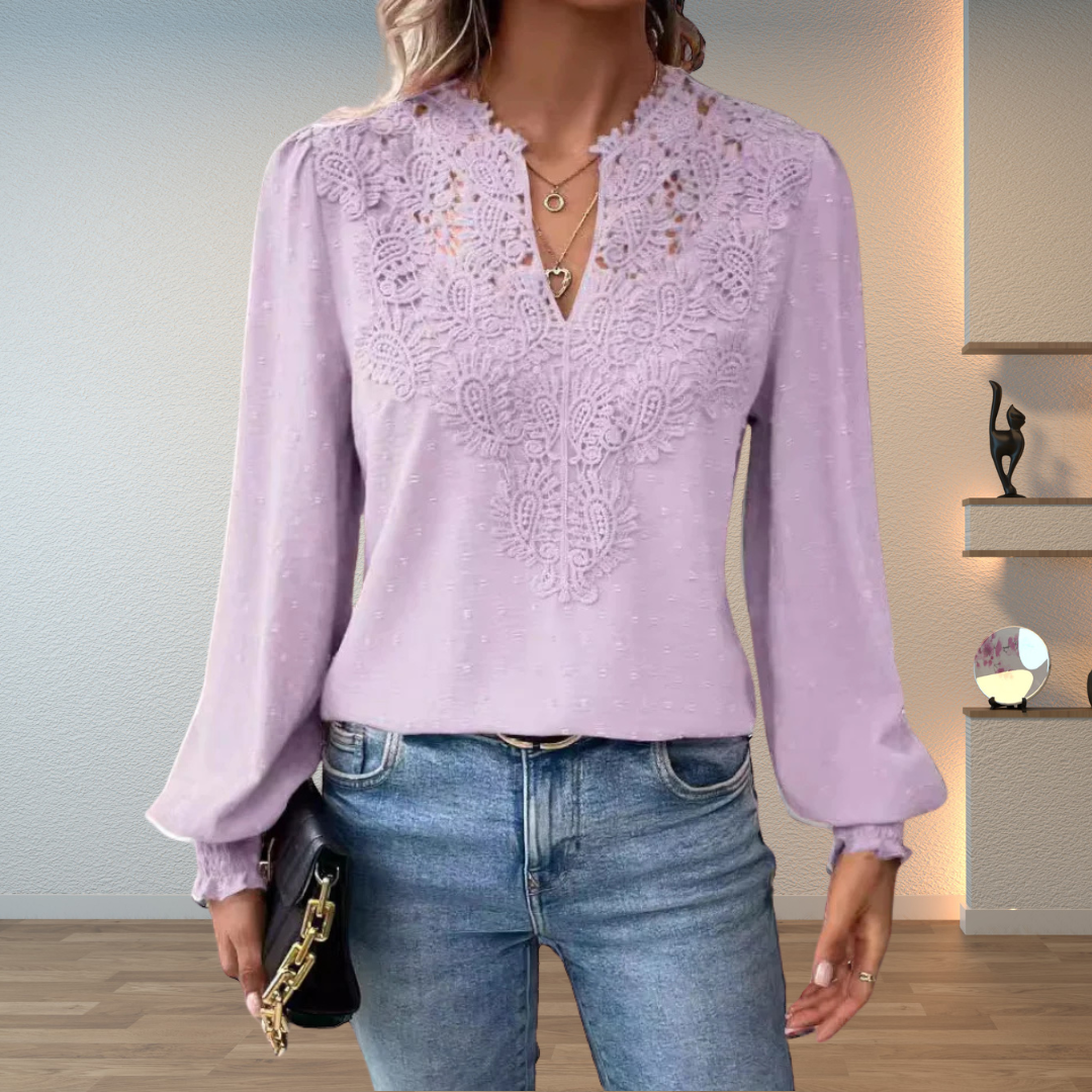 Marlene | Elegant Lace-Trim Blouse