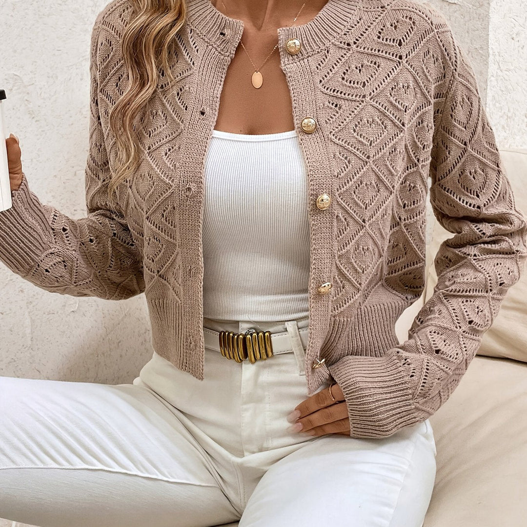 Della | Textured Button-Front Cardigan