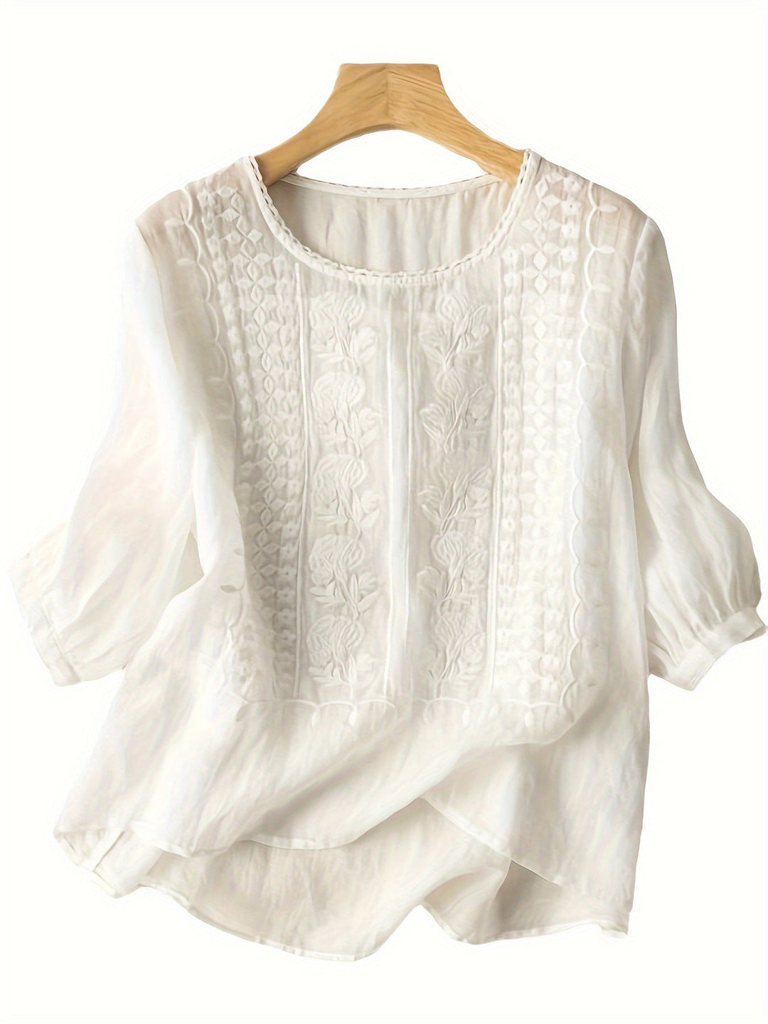 Susannah | Embroidered Scoop-Neck Blouse