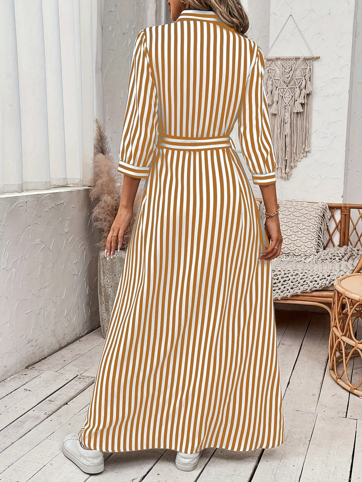 Meredith | Belted Shirt Maxi Dress