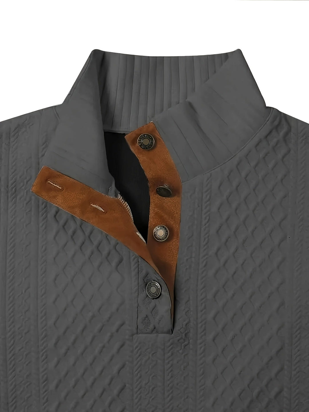 Ronan | Stand Collar Button Henley Jumper