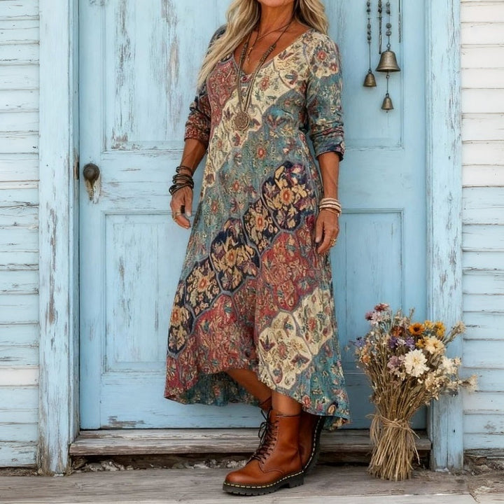 Marnie | Vintage Floral Long Sleeve Casual Dress