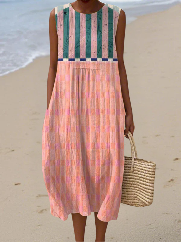 Felicia | Elegant Striped Pastel Midi Dress