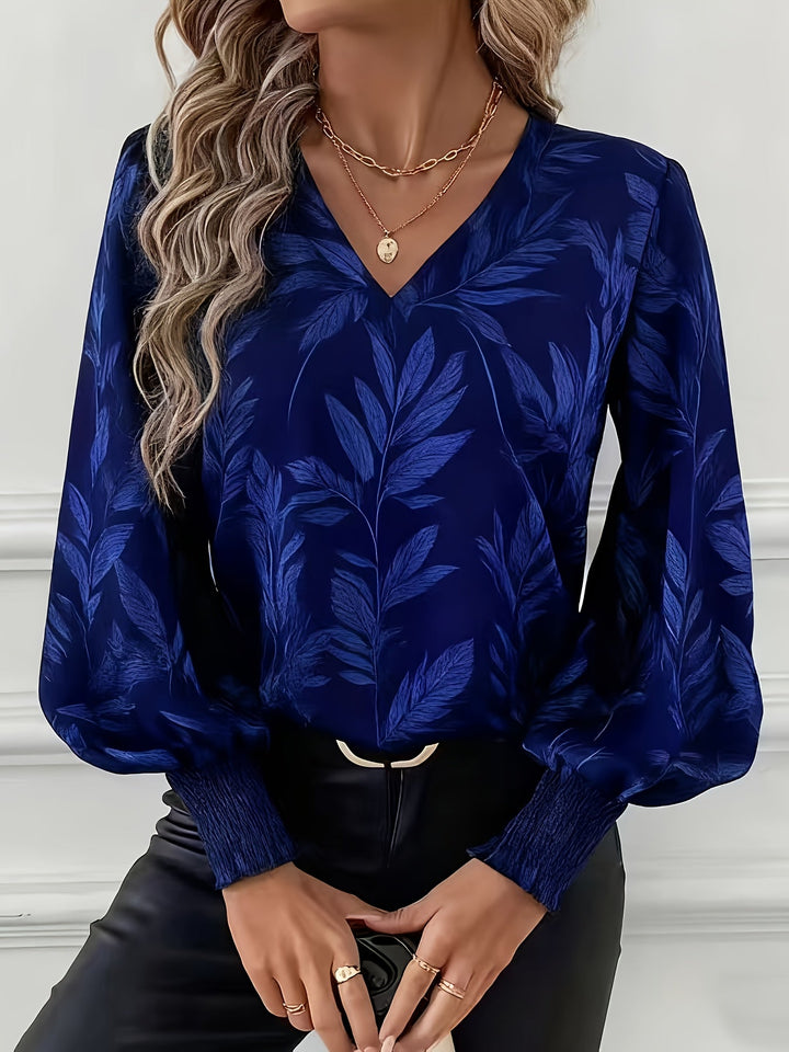 Elena | Botanical V-Neck Blouse