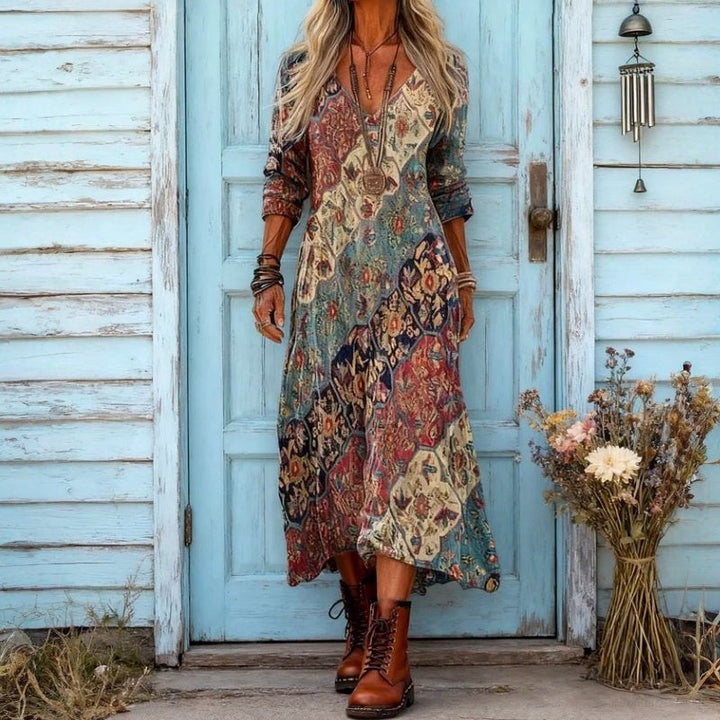 Marnie | Vintage Floral Long Sleeve Casual Dress