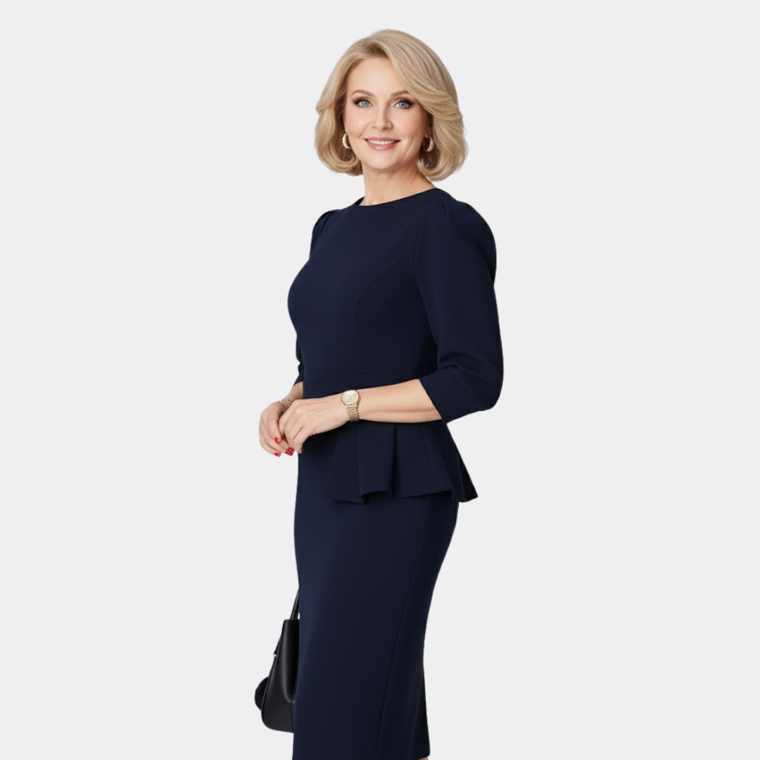 Adele | Sculpted Peplum Midi Dress