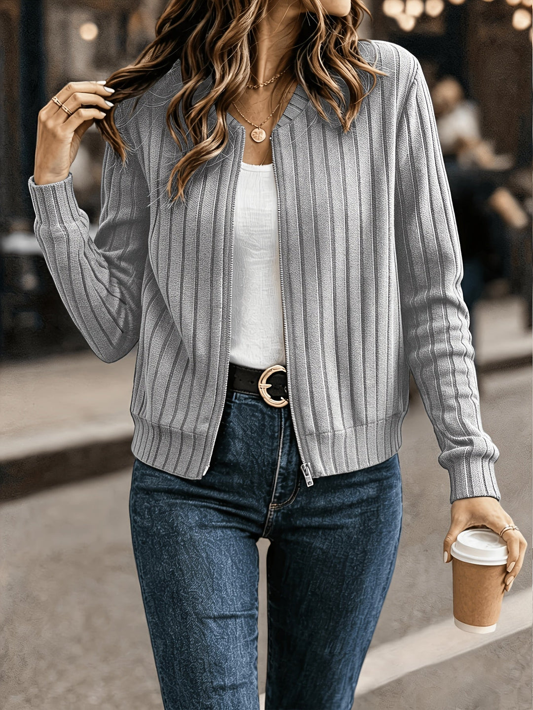 Blair | Ribbed Zip-Front Jacket