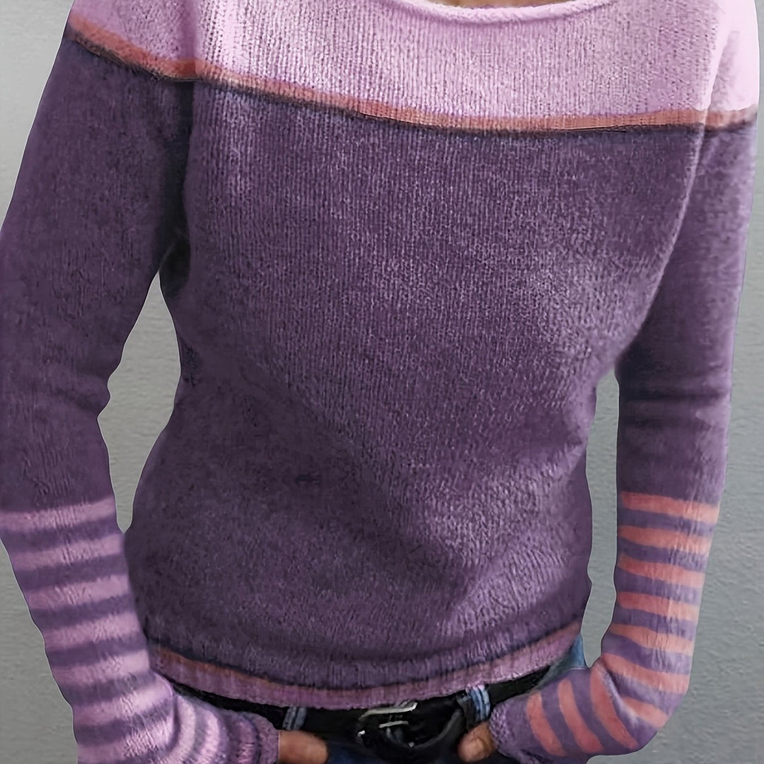 Francesca | colour-Block Boat Neck Jumper