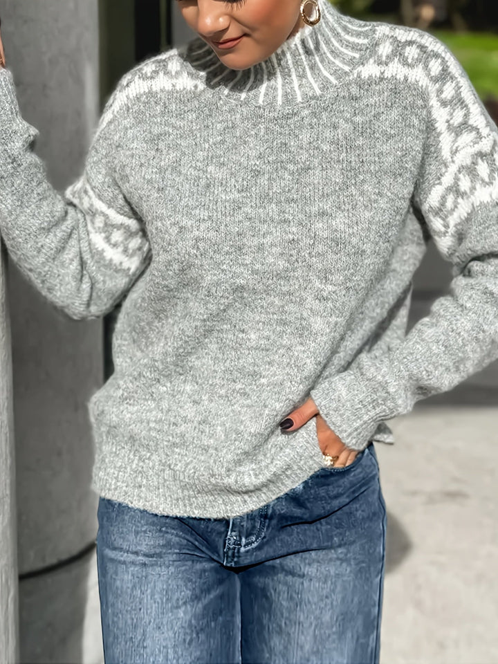 Corinna | Contrast-Trim Mock-Neck Jumper