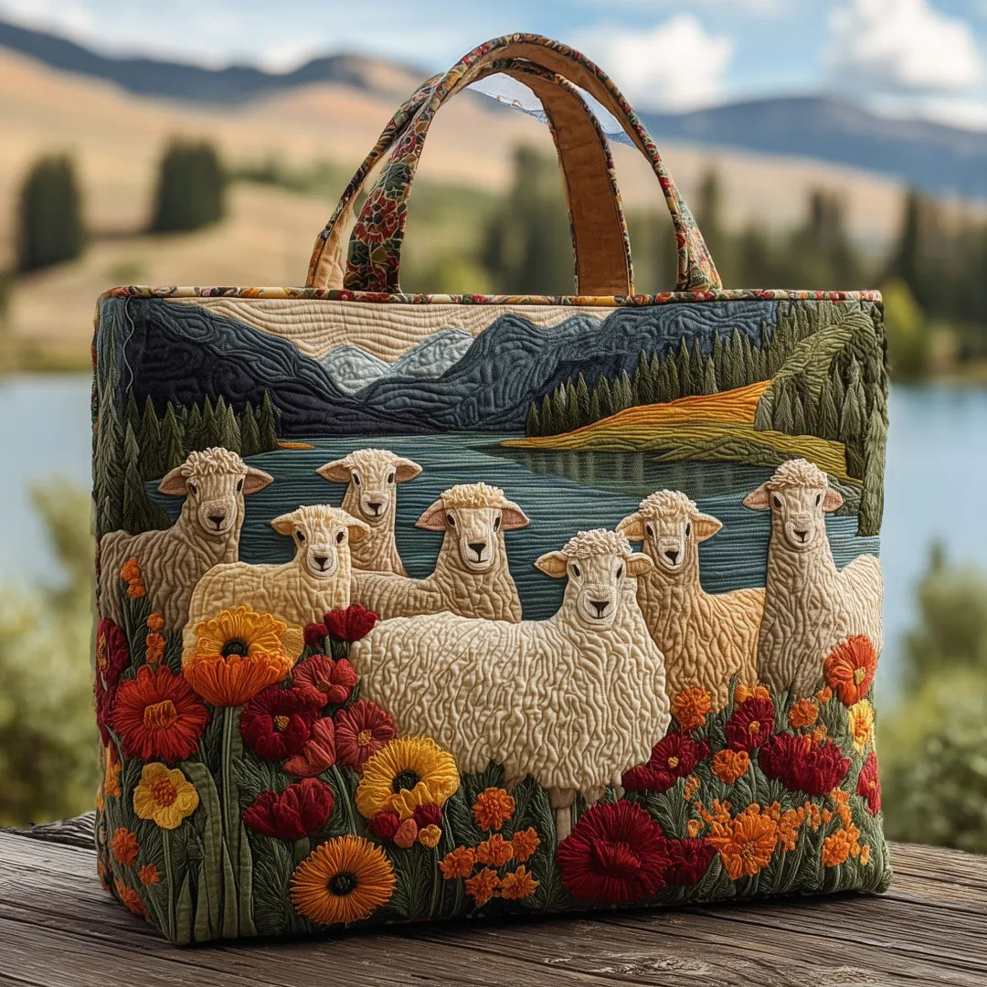 Lauren | Artistic Sheep Floral Design Tote Bag