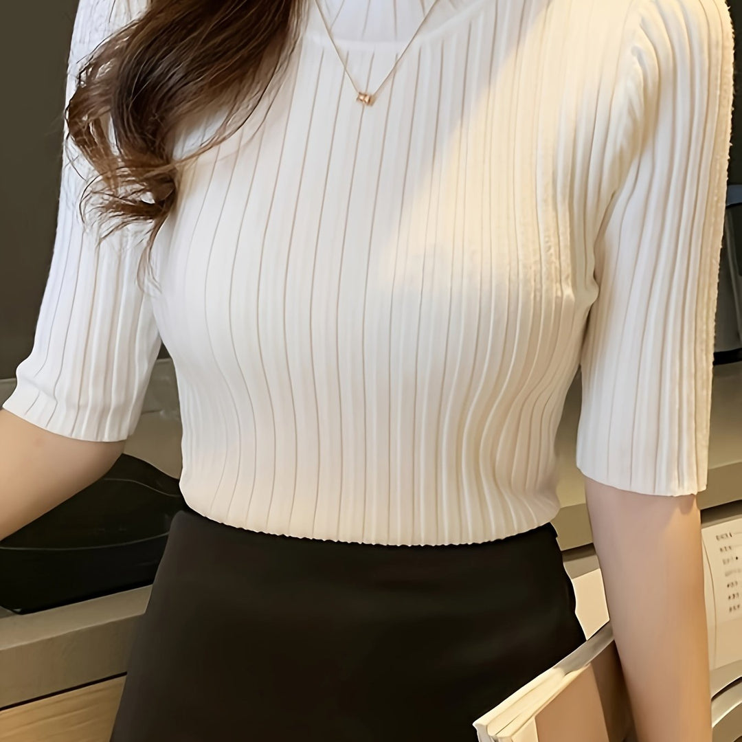 Verity | Ribbed Mock-Neck Top
