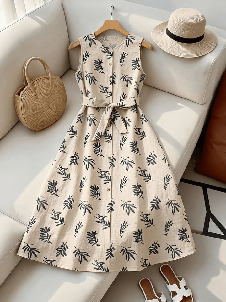 Hazel | Belted Sleeveless Midi Dress