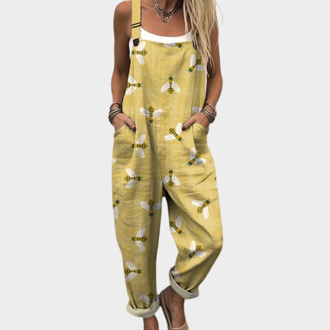 Briana | Comfortable Bee Art Pocket Jumpsuit