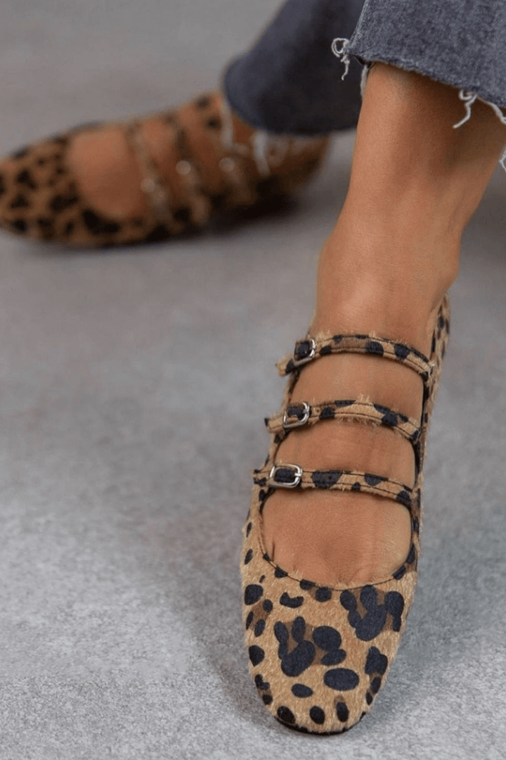 Aubrey | Premium Leopard Triple Buckle Loafers